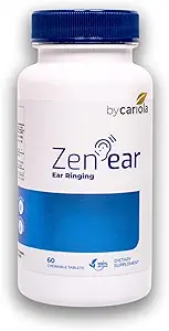 Zen Ušný tinnitus Relief pre zvonenie uší - Žuvateľné Ušné zdravie Bylinné doplnky s horčíkom, Zinok, B komplex, Bioflavonoidy - Znížiť hluk a podporovať jasnosť - 60 tabliet (30 Servings)