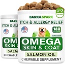 BARK&SPARK Omega 3 pre psy - 360 Fish Oil Treats for Pes Shedding, Skin Alergy, Svrbenie Relief, Hot Spots Treatment - Spoločné zdravie - Skin and Coat Supplement - EPA & DHA Mastné kyseliny - Salmonový olej