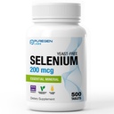 Puregen Labs Selenium 200 mcg Kvasinky zdarma Esenciálne minerály - 500 Vegetariánov Tablety 