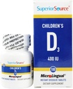 Superior Source Detský vitamín D3 400 IU - Zuby, kosti a imunita doplnok pre deti - non-GMO - 100 MicroLingual Dissolvable Tablets