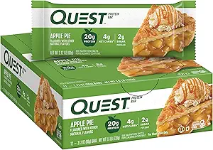 Quest Nutrition Apple Pie Protein Bar, 20g Protein, 4g Net Carbs, 2g Cukor, bez lepku, Keto Friendly, 12 Počet