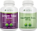 Purely Holistic Grape Seed Extract 400mg + Hawthorn Berry 665mg Bundle - 400 Vegan Kapsule - Made in USA