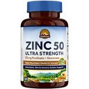 Vitalitown Pridružený zinok 50 mg, Pikolinát zinočnatý a glukonát, 60 Veggie Kapsule, Well-Absorbed, Immune System, Healthy Skin & Development, Vegan, NO Gluten, Non-GMO