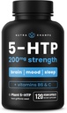 NutraChamps 5- HTP 200 mg, 120 Vegánskych kapsúl, Pure 5HTP 100mg Plus Spolu-Faktory Vitamín B6 a vitamín C