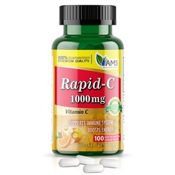 Amerika Medic & Science Rapid-C 1000mg vitamín C doplnok (1 balenie po 100 tabliet) Energy Booster, Daily Immune System Support, Antioxidant, Vegan, Non-GMO potiahnuté kyselina askorbová pre dospelých mužov a ženy
