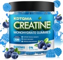 Monohydrát kreatínu Gummy pre mužov a ženy 120 CT - 5600 mg kreatínmonohydrátu na porciu, žuvateľný kreatín monohydrát pre podporu svalov a energie Boost, bez cukru, Vegan (blueberry flavor)