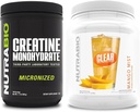 NutraBio Creatin Monohydrate, unflavred, (500 g) and Clear Wheey Protein Isolate, (Mango Mist) Supplement Bundle 