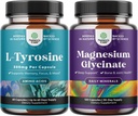 Bundle of Free Form L Tyrozine 500mg Kapsule - Vysoká sila L-Tyrosine Supplement for Mental Energy and Focus Support and Magnézium Glycinate 400mg per Serving for Mood Sleep and Relaxation