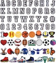 Písmená Čísla a športové dekorácie Charms, Basketbal Baseball Hockey Softball Futbal darčeky pre chlapcov deti dospievajúcich a dospelých