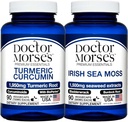 Turmeric Curcumin Doctor Morse 1950mg & Irish Sea Moss 1500mg Bundle - Joint Support, Immune Boost, a celkové zdravie s BioPerine a Bladderwrack FDA-Registered, NSF-Certified 90 Kapsule