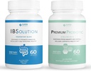 IBSolution Gut Health Bundle - All Natural Gut Health Support & Premium Probiotics w/ 40 Milión CFU na podporu nepravidelných bowelov, Bloating, Zápcha, Plyn, Bolesť brucha - 2 balenia (120 Caps)