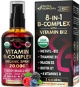 USDA Organic Vitamin B- Complex Liquid Spray 8-in-1 - B5 Kyselina pantoténová 