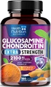 Glukozamín Chondroitín 2100mg - 3X Sila Joint Support Supplement with MSM, Glucosamine Sulphate, Turmeric, Boswellia, Quercetin for Cartilage, Flexibilita & Mobility, Bottled in USA, 180 Kapsule