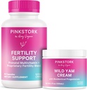 Pink Stork Fertility Doplnky pre ženy a divoké Yam krém na podporu koncepcie a Hormone Balance, Inositol, Ashwagandha, Vitex, a folate - Duo