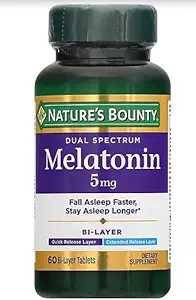 Nature's Bounty Melatonin 5 mg Bi- Layer Tablets 60 ea (Pack of 3)