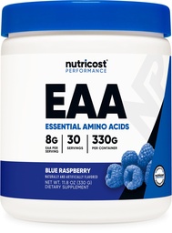 Nutricost EAA Powder 30 Servings (Modrá malina) - Essential Amino Acides - non-GMO, bez lepku, Vegetariánska priateľsky