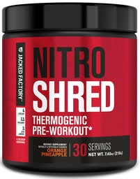 Jacked Factory NITROSURGE Shred Pred tréningu doplnok - Energy Booster, Instant Strength Zisky, Sharp Focus, Výkonné čerpadlá - Posilňovač oxidu dusičného a preWorkout Powder - 30Sv, Orange Ananás