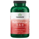 Swanson MultiOmega 3-6-9 - Non-GMO Ľan, Borage & Fish Oil Kapsule - Essential Mastné kyseliny podporujúce kardiovaskulárne zdravie a zdravie mozgu - (220 Softgels, 2400mg Serving)