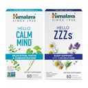 Himalaya Hello Calm Mind with Bacopa for Relaxation, Focus and Concentration & Hello ZZZs with Melatonin for Sleep Support, 60 Kapsule Each - Bundle