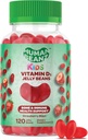 Vitamín D3 želé Bean Gumies pre deti, 25 μg/1000 IU Vitamín D, nutričné vegetariánske doplnky, 120 jahodových želé, Kosher