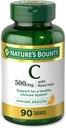 Prírodný bounty vitamín C, podpora pre zdravý imunitný systém, 500 mg vitamín C s Rosehips, 90 žuvacie tablety