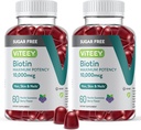 Viteey Biotin Gummies pre vlasy, kožu, a nechty 10 000mcg - bez cukru - rast vlasov Gummy, zdravá koža žiara, silný zdravý rast nechtov - Vegan, lepok zadarmo, želatína zadarmo - chutné Berry chuť