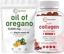 Micro Ingredients Oregano Softgels 6,000mg Per Serving & Multi Collagen Peptides Gummies Bundle Pack 