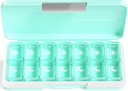 Zoksi Am Pm Organizátor 7 deň, Týždenné pilulky box 2 Časy denne, Medicína pilulky Organizátor s oddeleným oddelením, Cestovné pilulky Case Dispenser Prenosné pre vitamíny, Rybie oleje, Lieky [zelené]