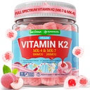 Vitamín K2 Gummies MK-7 200 mcg & MK-4 500 mcg pre ženy a mužov bez cukru, dokonalé 2-IN-1 plnospektrálne vitamín K2 doplnok pre kosti, He-art, podporuje vstrebávanie vápnika, mozog, zuby, imunitné,1Pack