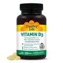 Country Life Vitamín D3 5000 IU pre Immune and Bone Health, Calcium Absorbtion, and Colon Health - Sustainable Source from Lanolin, Dostupné v rôznych silách