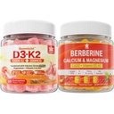 Vitamín D3 K2 bez obsahu cukru Gumičky s vápnikom, citranom horečnatým, vitamínom C + berberínovým doplnkom Gummy, s lipozomálnymi Berberinovými a berberínovými HCI, vápnikom, horčíkom