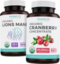 Uložiť $4 (12% off) - Mind & Body Bundle - Organic Cranberry koncentrát (50:1 koncentrát - rovná 25,000 mg čerstvých brusníc) a Organic Lions Mane (10:1 extrakt - rovná 10,000 mg húb)