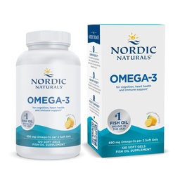 Nordic Naturals Omega-3, Citrónová príchuť - 120 mäkkých gélov - 690 mg Omega-3 - Rybí olej - EPA & DHA - Imunitná podpora, zdravie mozgu a srdca, Optimálna wellness - Non-GMO - 60 Servisov