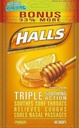 Halls Mentol - Kašeľ Zátlačník/Oral Anesthetic, Honey-Lemon, Drops, 40 pt. balenie po 2