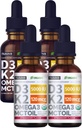 (4 balenia) Vitamín D3 K2 kvapky Neochutené a jahodová chuť Bundle - maximálna sila vitamín D kvapalina 5000 IU s MCT olejom Omega 3 - žiadne výplne, non-GMO kvapalina D3 pre imunitnú podporu, 2 Fl Oz Každý