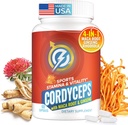 Cordyceps Mushrom Capsulas - Immune & Energy Support s Cordyceps Militaris, Maca Root, Ginseng, Rhodiola, Mushroom Supplement for Endurance, Stamina, Athletic Performance, 60 Kapsule