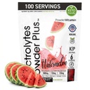 PrášokVitamín Electrolytes Powder Plus (100 Servírov) Vodový melón Elektrolyt Powder, Zero Calorie, Keto, 0 Cukor, No Maltodextrín, 1000mg Draslík, 120mg Vápnik, 120mg Horčík, Energia Hydratácia Powde