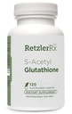 RetzlerRx S-Acetyl Glutatión Supplement 100 mg. per Capsule, Made in USA - 120 Acid-Resistant Capsules - Antioxidant Support - Non-GMO, Soy & Gluten-Free / Bergaflow®, Pharmaceutical Grade