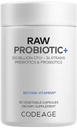 Codeage Raw Probiotic+ Supplement - 34 Probiotických kmeňov, 100 miliárd CFU, Raw Whole Food Probiotics, Digestive Enzymes, Raw Fruits & Veggies Prebiotics - Wild Kefir Culture - Non- GMO - 30 kapsúl