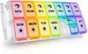 Organizátor pilulky 2 Časy denne, Fullicon Quick Fill Veľký týždeň AM PM pilulky Box, Organizátor medicíny 7 deň, Denné pilulky Prípady - Rainbow (Patent Registrovaný)