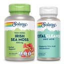 SOLARAY Irish Sea Moss and Total Cleanse Uric Acid - Wellness and Joint Health Bundle w/Prírodne súvisiace vitamíny, minerály, živé baktérie, Plus Tart Cherry, Turmerica a zelerové semeno, 100/60ct