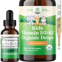 Prírody Remeslo Deti Vitamín D3 K2 kvapky - Organický vitamín D pre deti pre silné kosti a kĺby - Dojčatá, dojčatá a batoľa Imunitná podpora Drops Liquid Supplement - 60 ml fľaša