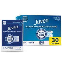 Juven Terapeutické Nutrition Drink Powder vrátane kolagénu Peptidy, aminokyselín a HMB na podporu hojenia rany, bez príchute, 30 paketov