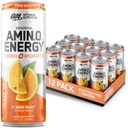Optimum Nutrition Amino Energy Sparkling Hydration Drink, Electrolytes, Kofeín, Amino Acids, BCAA, Sugar Free, Orange Blast, 12 Fl Oz, 12 Balenie (Backaging May Vary)