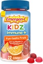 Emergen-C Kidz Immune+ Immune Support Diétne doplnky, Ochutené Gummy s vitamínom C, B Vitamíny a vitamín D pre imunitnú podporu, Fun-Tastic Ovocie Ochutené Gummies - 22 Počet