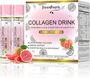 GREENPEOPLE Tekutý kolagén pre ženy a mužov, 2500mg rybí kolagén Peptidy + kyselina hyalurónová + vitamín B & C, vlasové nechty kĺby Kosti Podpora (0,85 fl oz, 10 fliaš, grapefruit)