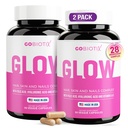 GOBIOTIX Vlasy Koža a nechty Vitamínové doplnky - 10000mcg Biotin pilulky s kyselinou hyalurónovou, folát, železo, horčík a zinok - Výroba kolagénu, rast vlasov - 60 porcií