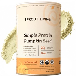 Klíčky živé organické Pumpkin Seed Protein Powder, unflavred, 20 Grams of Plant Based Protein Powder Bez umelých sladidiel, Non Dairy, Non-GMO, Vegan, Gluten Free (1 libra, 30 Servings)