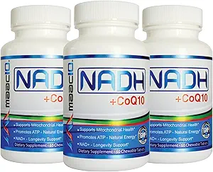 MAAC10 NADH + CoQ10 Žuvacie tablety (3-Pack - 180 tabliet) 