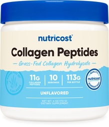 Nutricost Collagen Peptides Powder 4 oz (Unflavred) Type I, Typ III Collagen - Grass-Fed, Gluten Free and Non-GMO